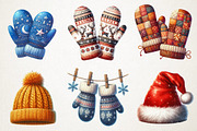 Cozy Winter Mittens & Hats Clipart, an Illustration by RobertsArt (Thumbnail 4 of 7)