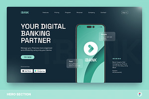 IBank - Digital Banking Hero Section