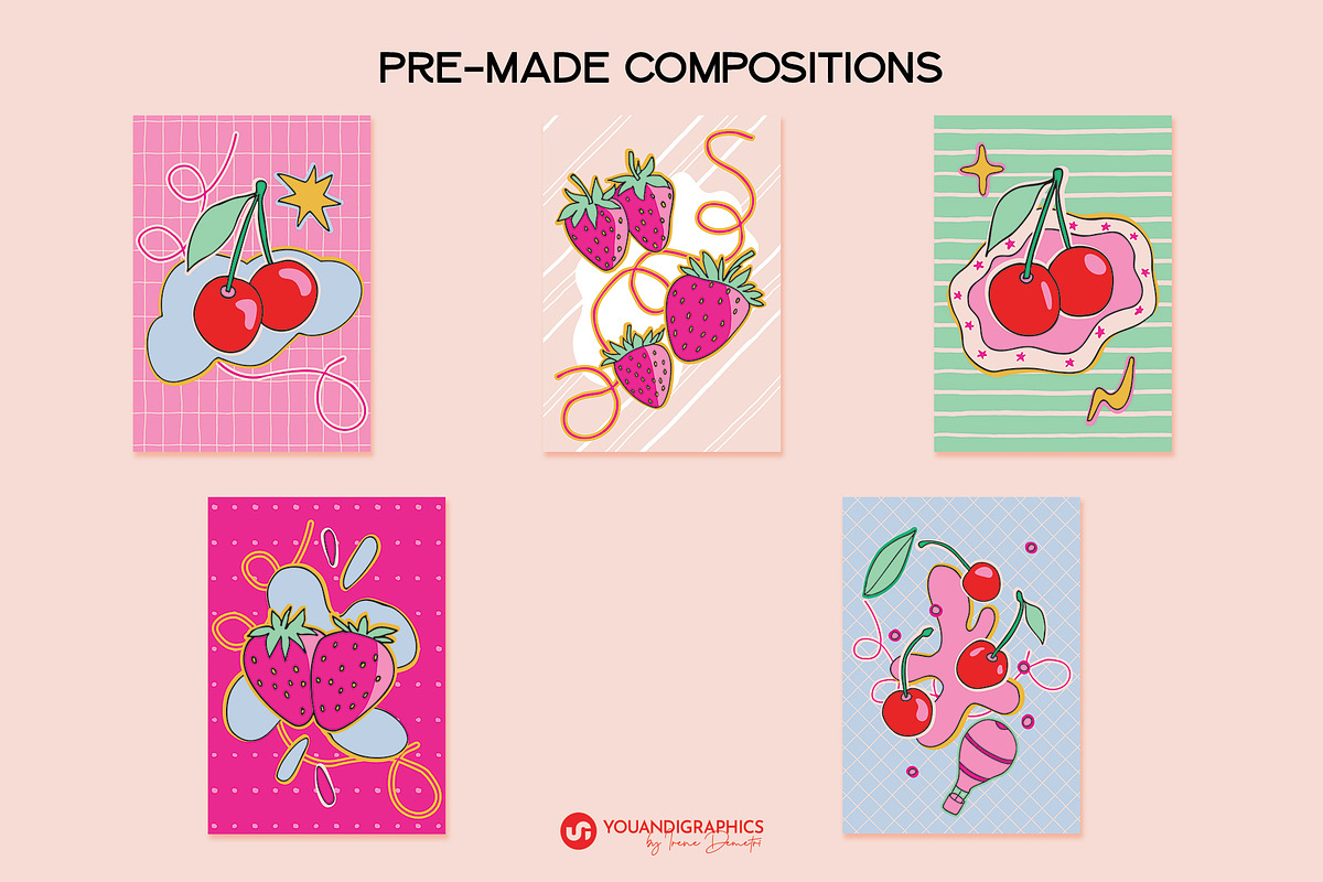 Strawberries & Cherries Graphics Set, a Graphic by Youandigraphics (Photo 13 of 15)