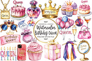 Watercolor Birthday Queen Clipart, an Illustration by OK Design (Thumbnail 1 of 5)