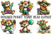 Summer Funny Teddy Bear Clipart, an Illustration by OK Design (Thumbnail 2 of 6)