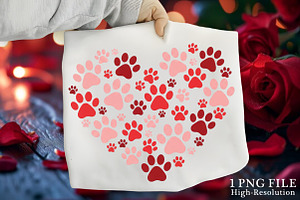 Dog Paw Heart Valentine's Day PNG, an Illustration by Canvas Craft