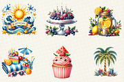 Summer Happy Birthday Clipart, an Illustration by cherrydesign (Thumbnail 3 of 6)
