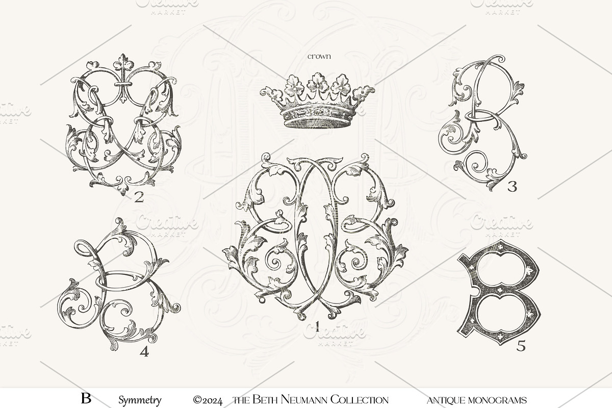 Antique Vintage Monogram B Initial, an Object Graphic by Antique Monograms (Photo 1 of 4)