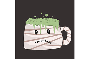 Funny mummy monster mug with a, a Food Illustration by Toltemara