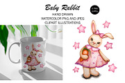 Watercolor drawn cute baby rabbit, an Animal Illustration by Fresh art by Larysa (Thumbnail 1 of 4)