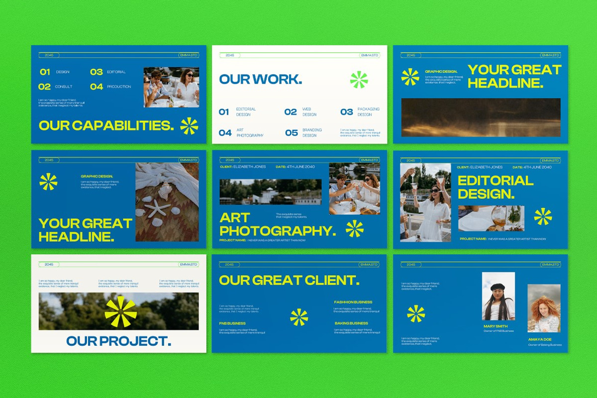 Blue Green Geometric Portfolio PPT, a Presentation Template by graphicook (Photo 3 of 4)