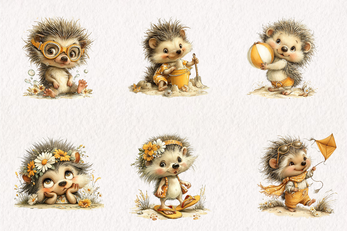 Whimsical Summer Hedgehog PNG, an Animal Illustration by CreationArt (Photo 3 of 7)