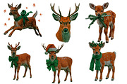 Christmas Reindeer Clipart, an Illustration by Designworld (Thumbnail 2 of 5)