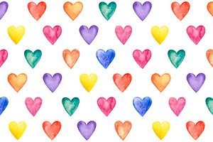 Watercolor Hearts Vector Raster