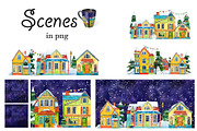 Winter Village Watercolor Set, an Illustration by Daria's Magic World (Thumbnail 4 of 5)