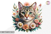 Floral Cat Clipart Bundle, a Graphic by crative8112 (Thumbnail 6 of 10)