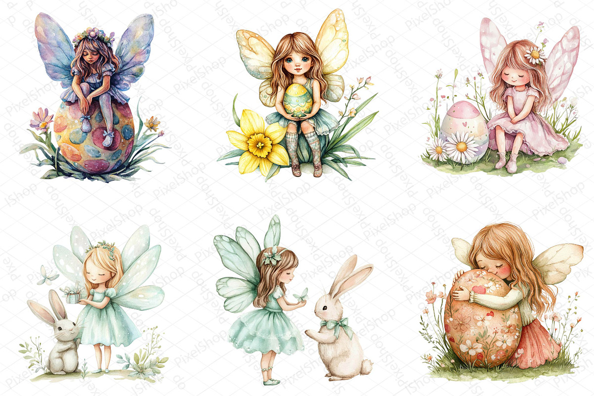 Easter Day Adorable Fairy Girls Clip, an Illustration by DreamPrint404 (Photo 4 of 6)