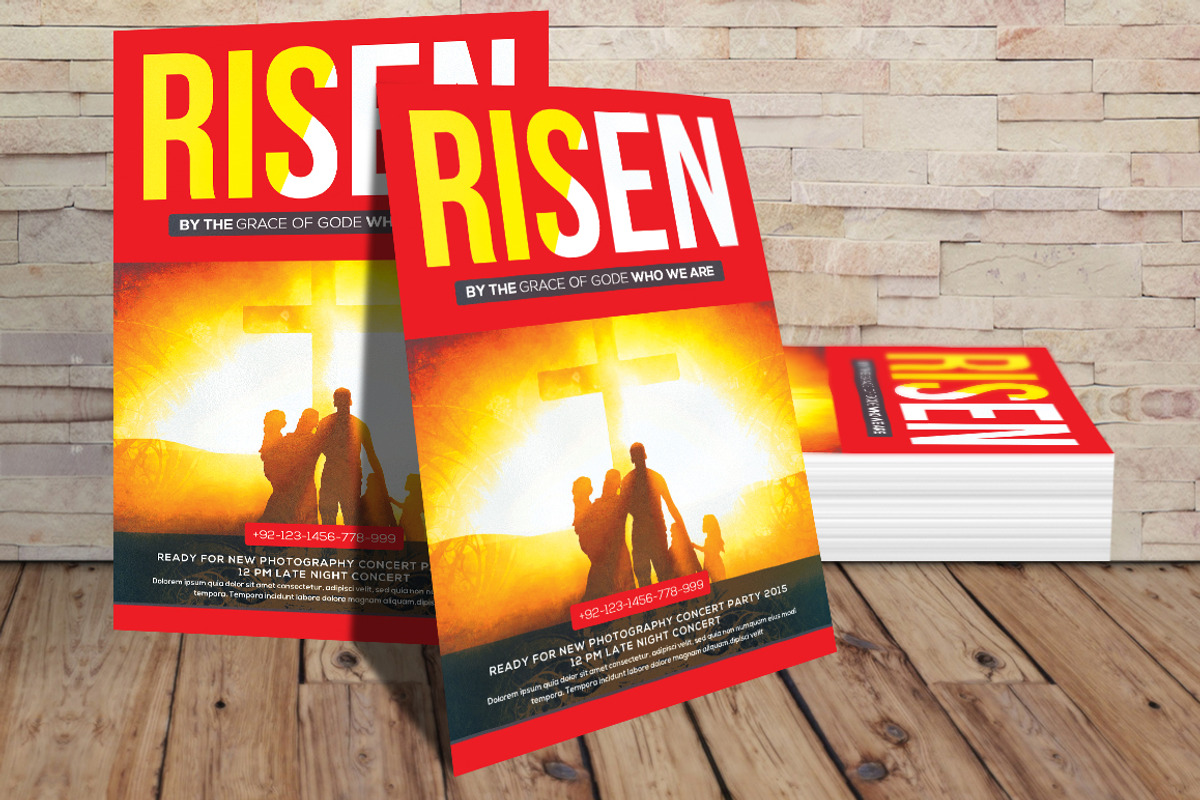 Risen Church Flyer Template, a Flyer Template by graphicforest