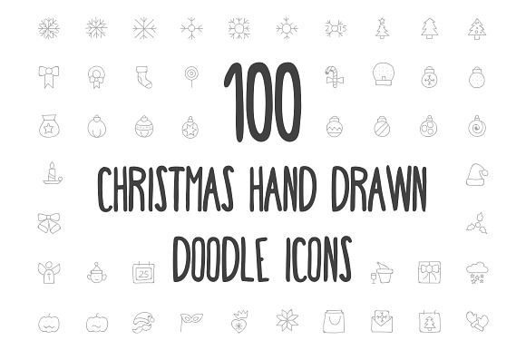 100 Christmas Hand Drawn Icons