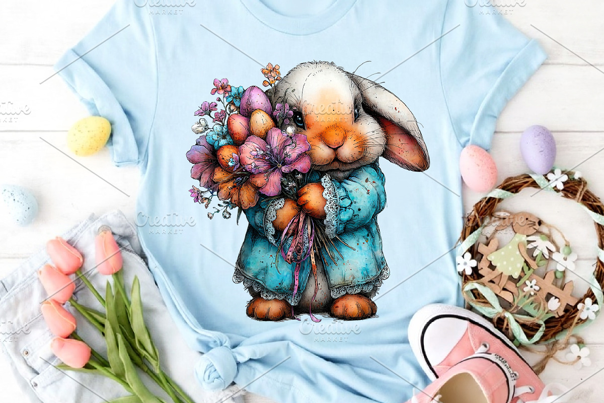 Whimsical Easter Bunny Clipart, an Illustration by Canvas Craft (Photo 6 of 6)