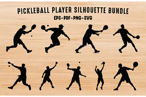 Pickleball Player Silhouette SVG Set, a Person Illustration by Gfx Expert Team