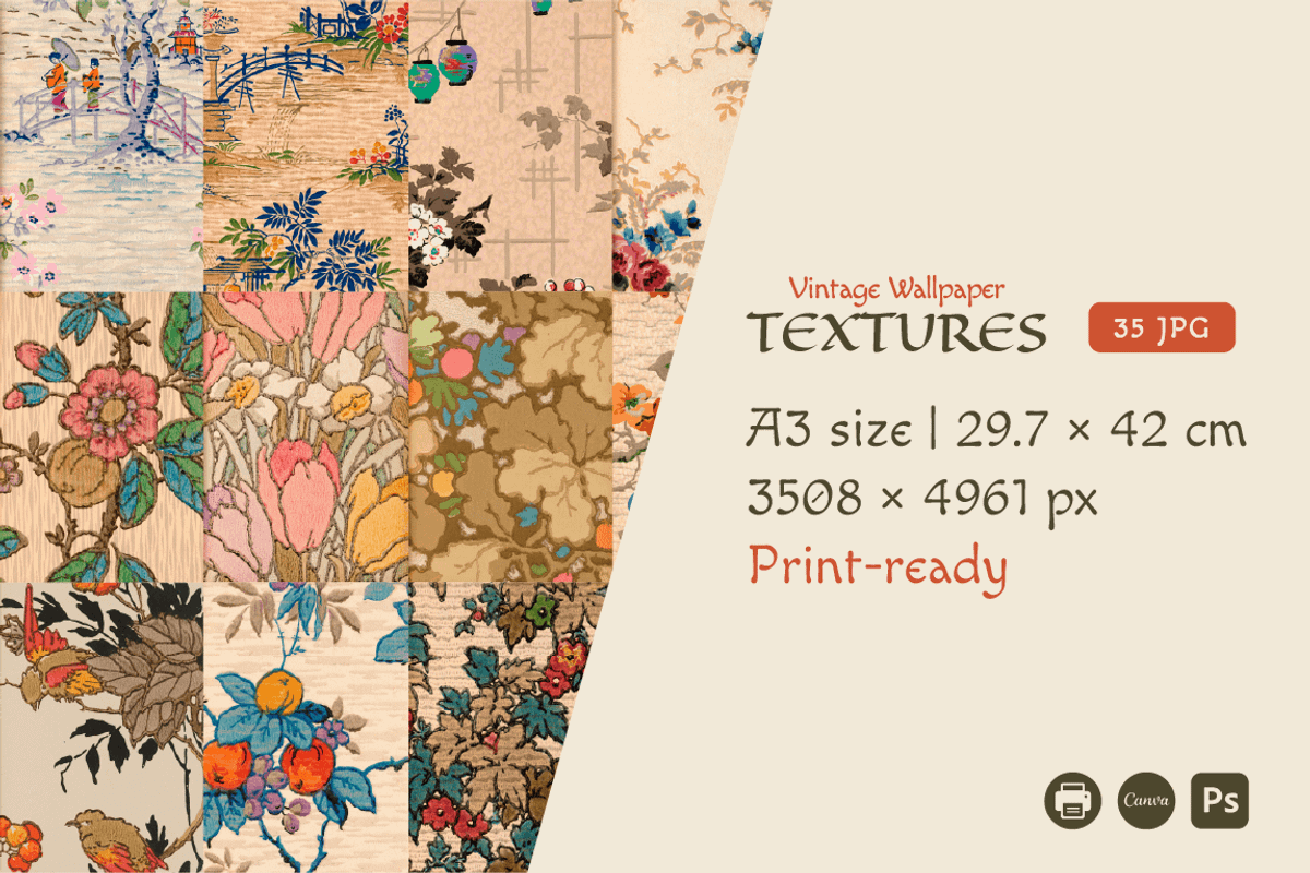 35 Vintage Wallpaper Textures, a Background Graphic by JuliBelushi (Photo 7 of 7)