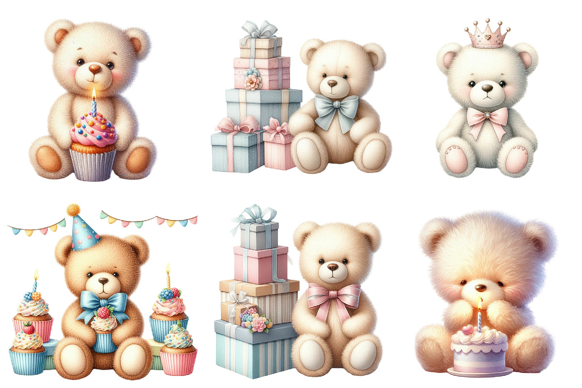 Teddy Bear Birthday Clipart, an Illustration by Designworld (Photo 2 of 5)