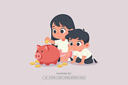 Children Saving Money Piggy Bank, a Person Illustration by Partikusi Design (Thumbnail 1 of 3)