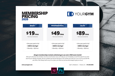 Private Gym Pricing Template