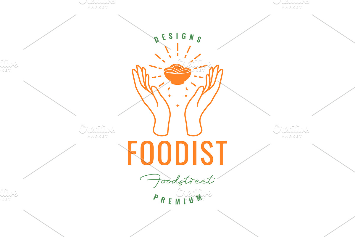 hands hope noodle bowl food logo, a Branding & Logo Template by devastd