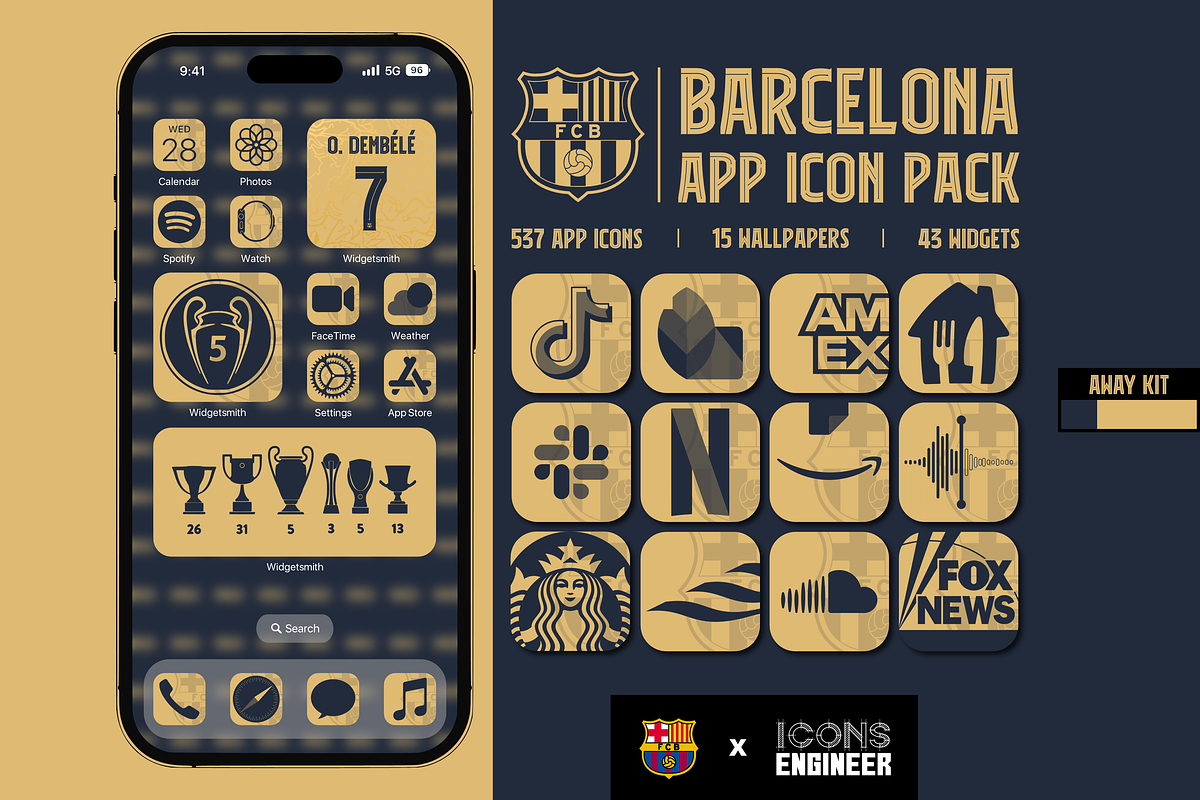Barcelona Icon Pack | Away Kit, an Icon by IconsEngineer (Photo 1 of 11)