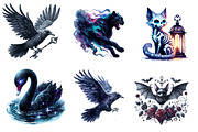Watercolor Gothic Animals Clipart, an Illustration by CreationArt (Thumbnail 3 of 5)