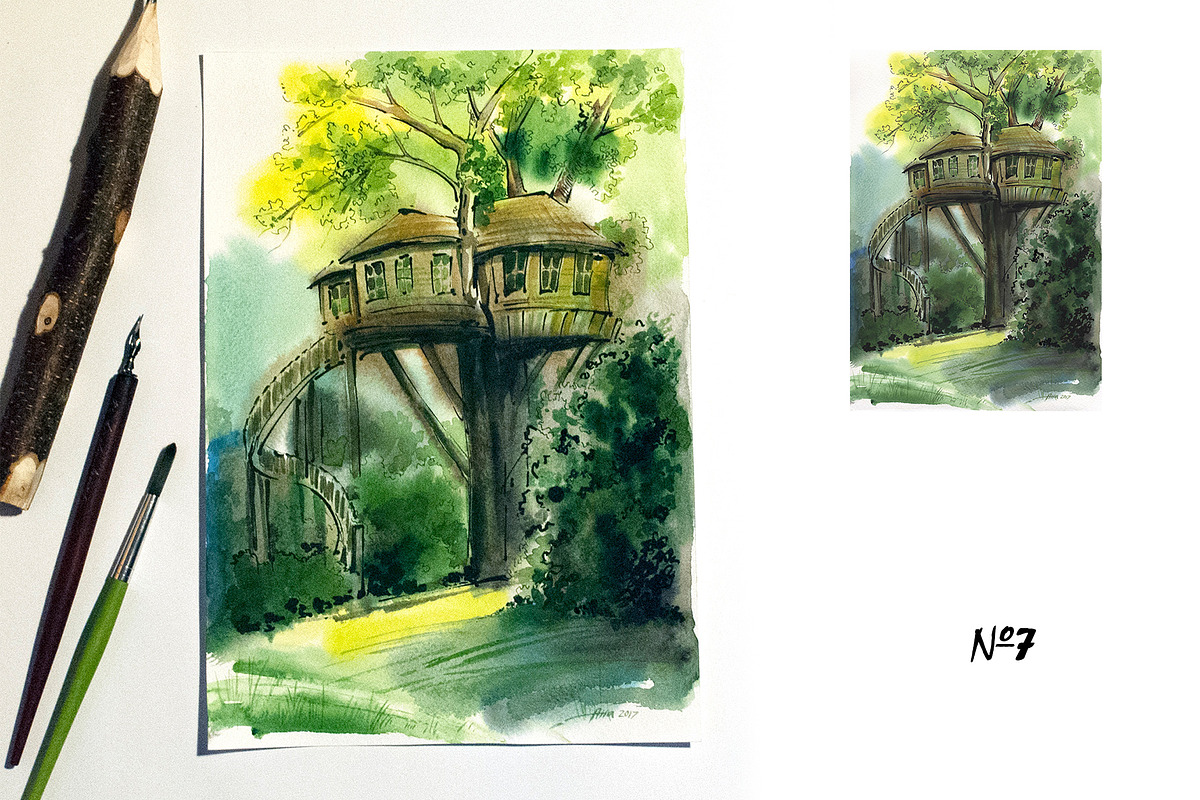 Houses in the nature, a Decorative Illustration by Ana Capree (Photo 7 of 7)