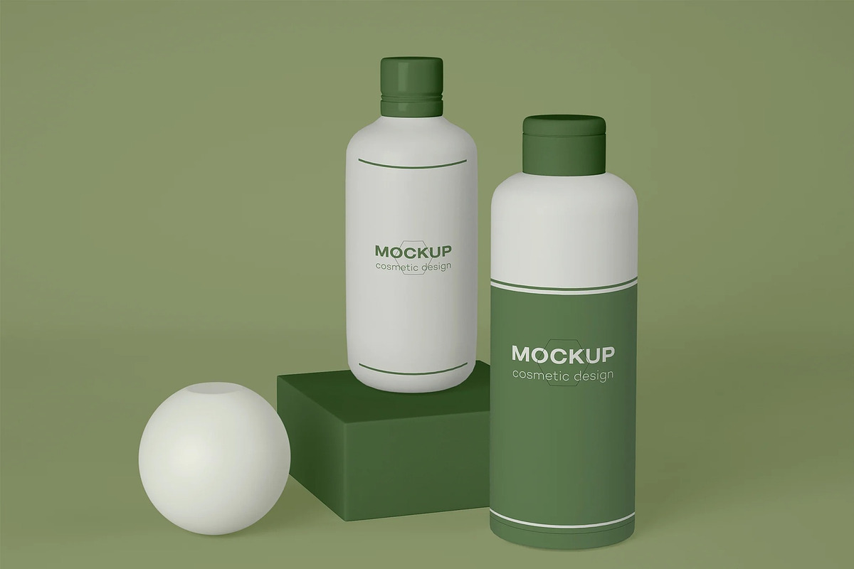 Cosmetics Dispenser Bottles Mockup, an Advertising Mockup by skybluecreative (Photo 2 of 2)