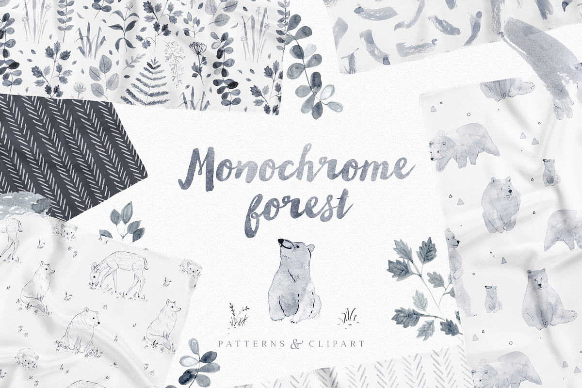 Monochrome Forest pattern collection, a Pattern Graphic by Inna Moreva (Photo 1 of 10)