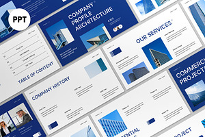Blue Architecture Company PPT, a Presentation Template by graphicook