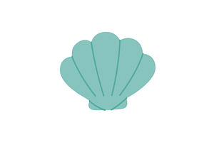 Flat cartoon seashell, vector, an Animal Illustration by GraphiShop