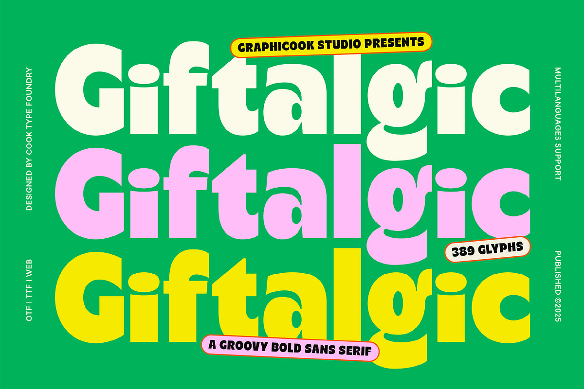 Giftalgic, a Sans Serif Font by graphicook (Photo 1 of 10)