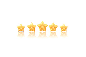 Five golden stars with reflection, an Illustration by piter.goskov