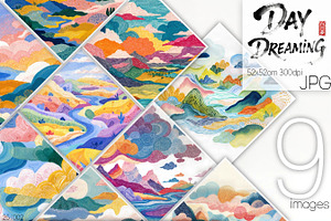 Colorful Cloudy Landscape, a Decorative Illustration by yahu88studio