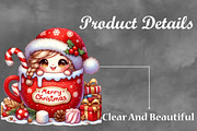 Christmas Cute Girl With Cup Clipart, a Seasonal Illustration by Craft Nest (Thumbnail 3 of 5)