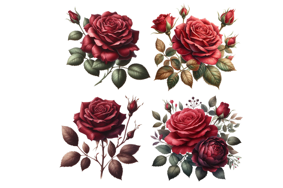 Vintage Red Roses Clipart, an Illustration by Designworld (Photo 4 of 4)