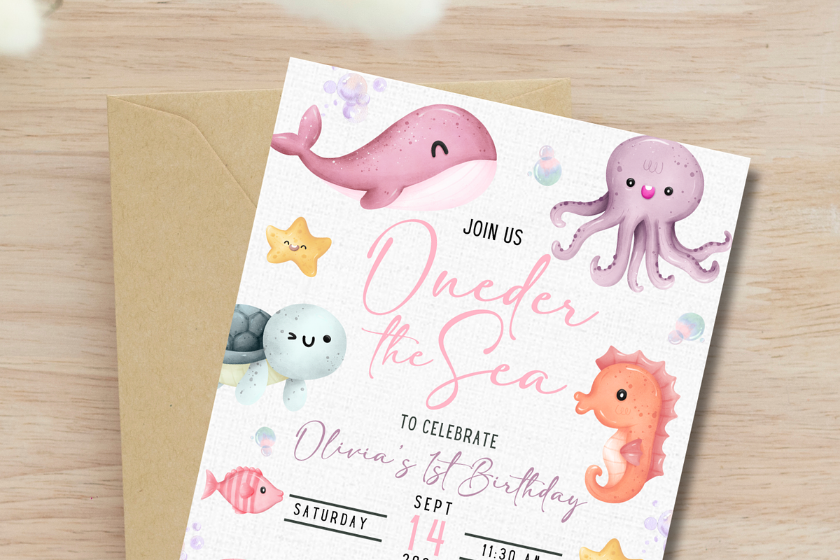 Oneder the Sea Birthday Invitation, an Invitation Template by Melii Designs (Photo 10 of 10)