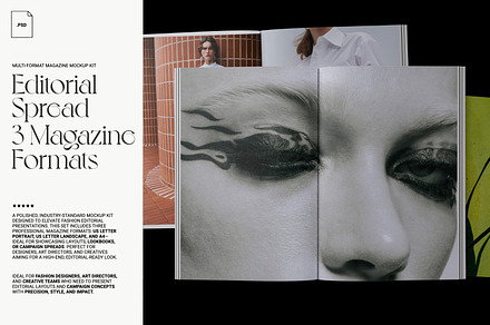 Fashion Magazine Spread, 3 Formats, a Mockup by ReAffirm