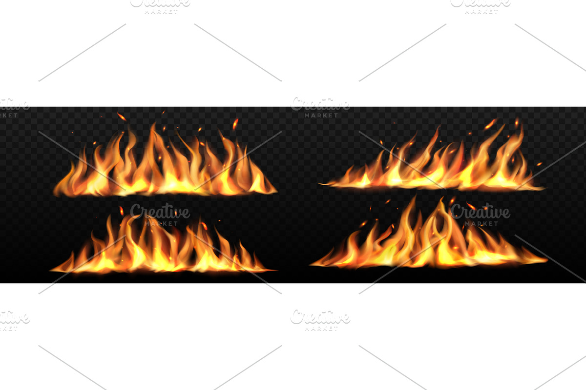 Realistic fire flame trails, a Decorative Illustration by Vector Tradition