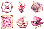 Pink Sea Adventure Clipart, an Illustration by OK Design (Thumbnail 2 of 5)