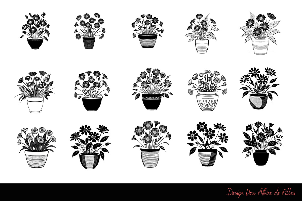 Flower Silhouette Vector Set, an Object Graphic by Une Affaire de Filles (Photo 3 of 3)