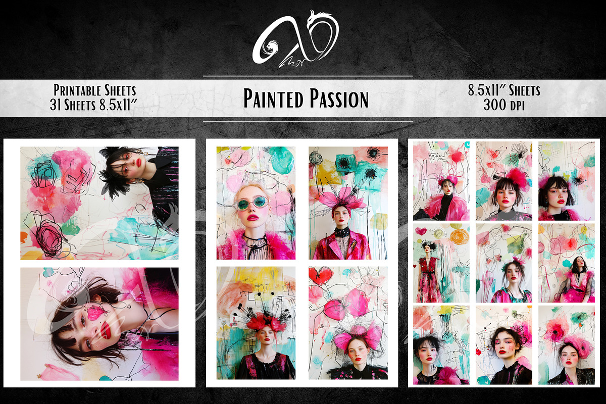 Painted Passion: Artsy Love Paper, a Background Graphic by NiiiNArt (Photo 4 of 8)