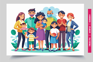 Happy family parents kids together, an Illustration by Tanuart
