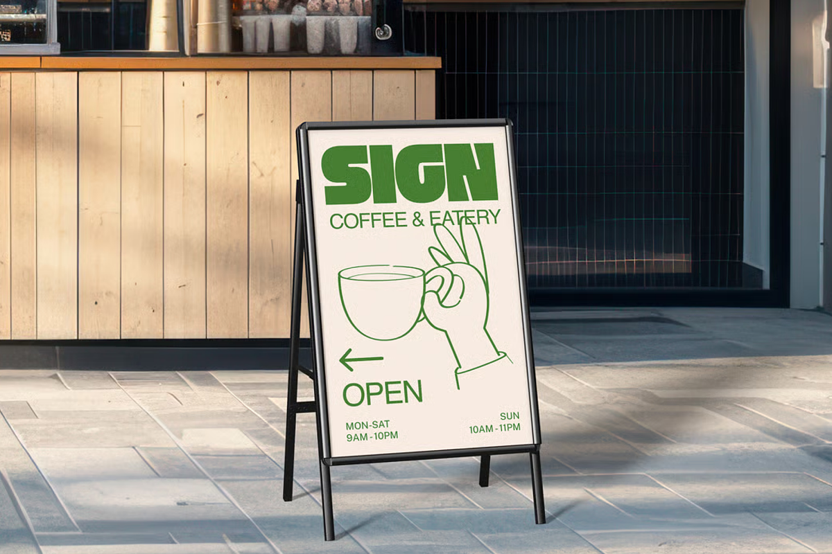 Sign Board Mockup 2 Views, an Advertising Mockup by graphicsauce