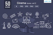 Cinema-Movie Line Icons V2, an Outline Icon by Jumbo Icons (Thumbnail 1 of 5)