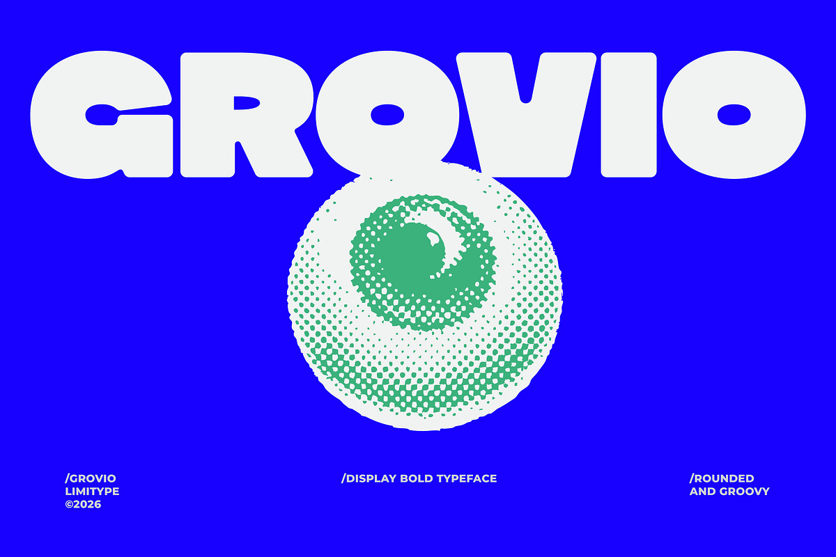 Grovio - Bold Dsiplay Font, a Sans Serif Font by limitype (Photo 1 of 12)