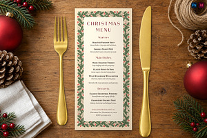 Pine Christmas Menu Template, a Flyer Template by BrandPacks