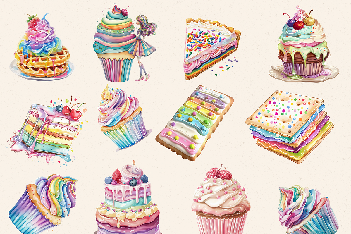 CANDYLAND RAINBOW TREATS CLIPART, a Food Illustration by Daring Digies (Photo 2 of 7)